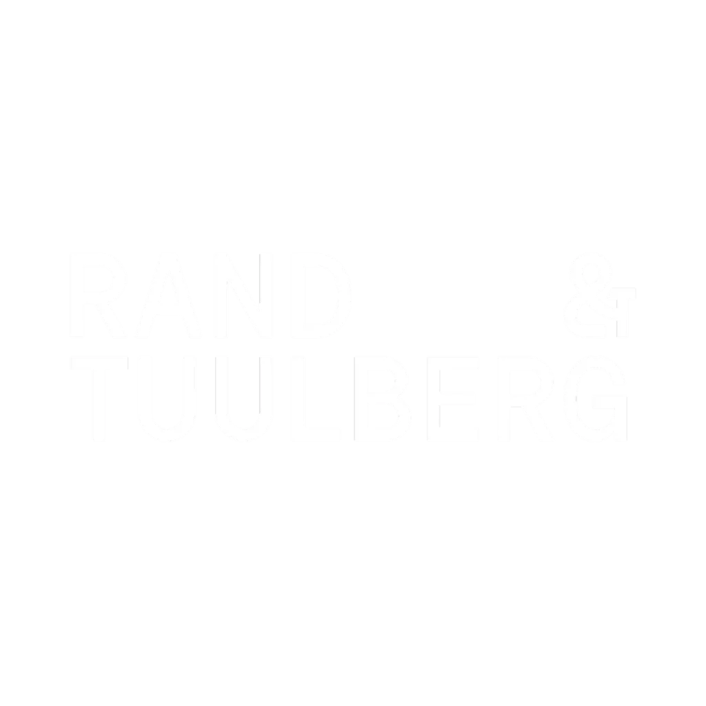 Rand & Tuulberg company logo in white font (Rand & Tuulbergi ettevõtte logo valges kirjas)