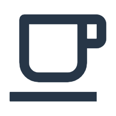 Minimal coffee cup icon used for productivity or break indicator