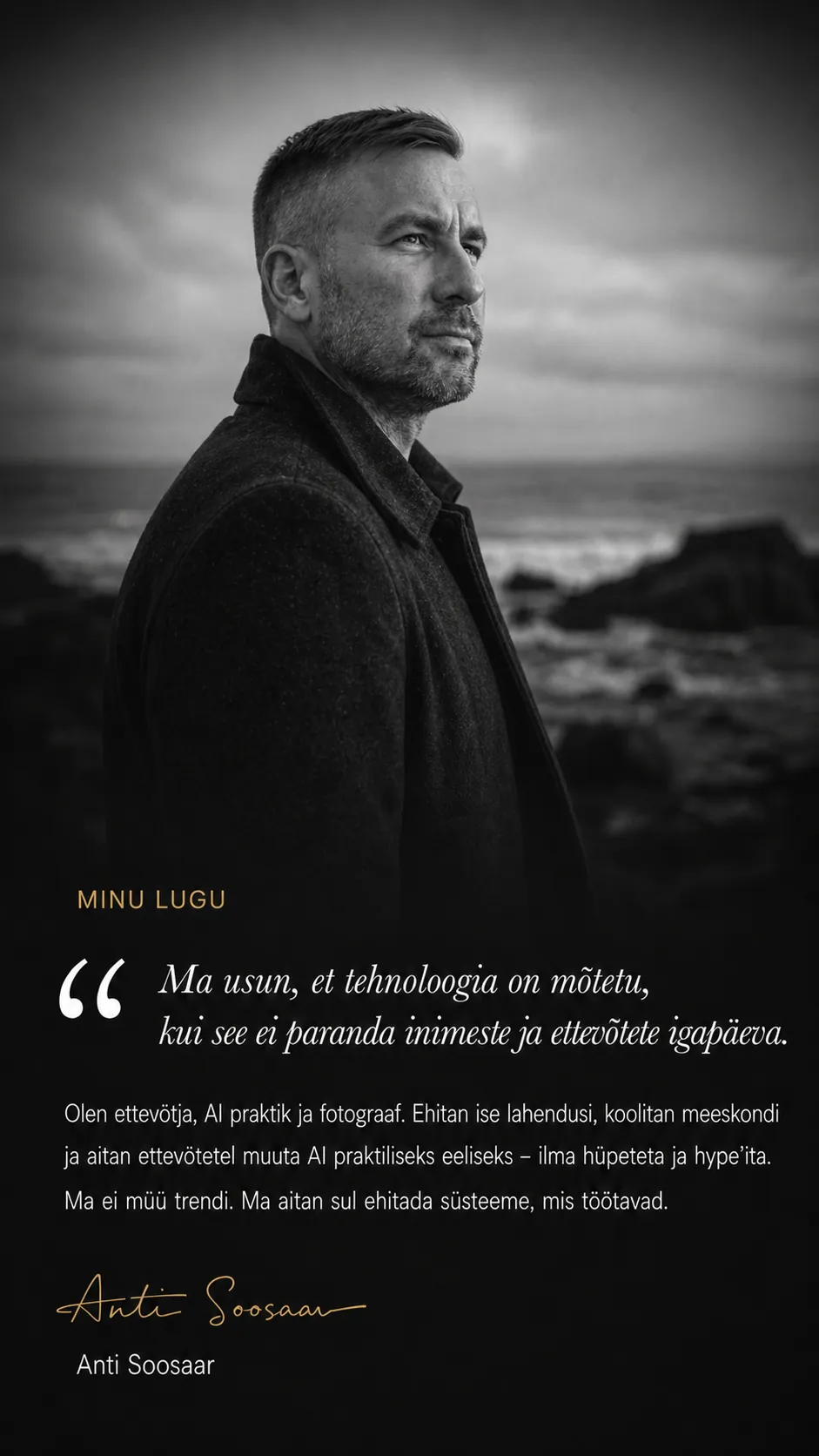 Anti Soosaar mustvalgel portreefotol